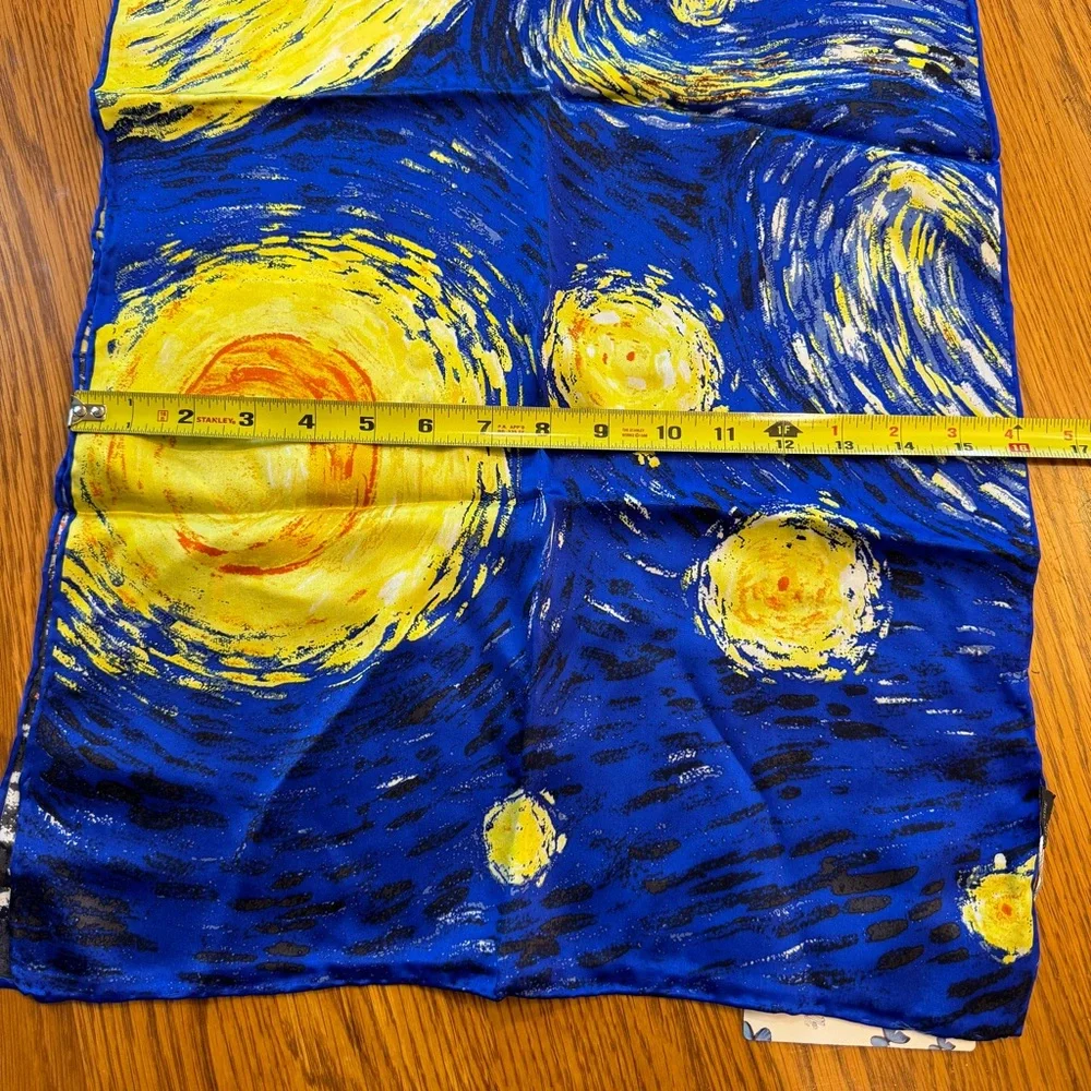 Oblong 100% Charmeuse Silk Scarf Van Gogh 